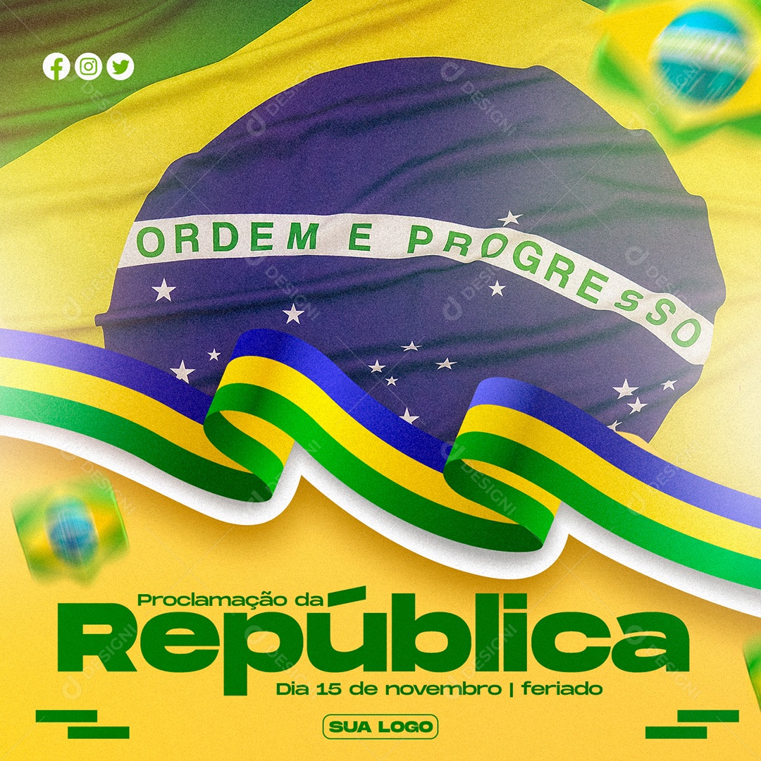 Dia da Proclamação Da República 15 de Novembro Social Media PSD Editável