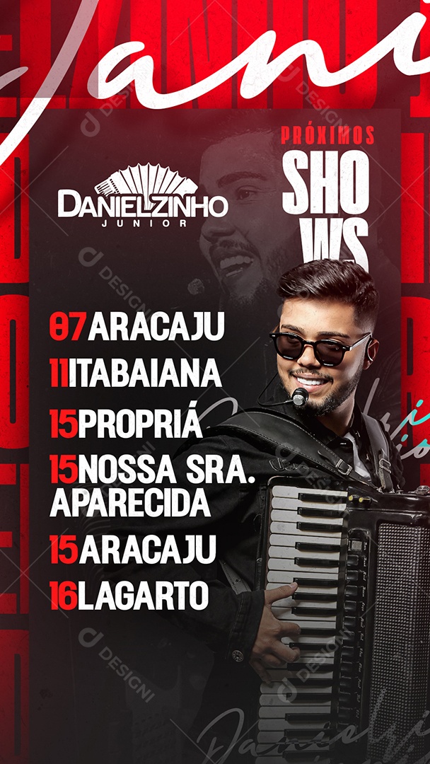Story Próximos Shows Danielzinho Junior Flyer Social Media PSD Editável