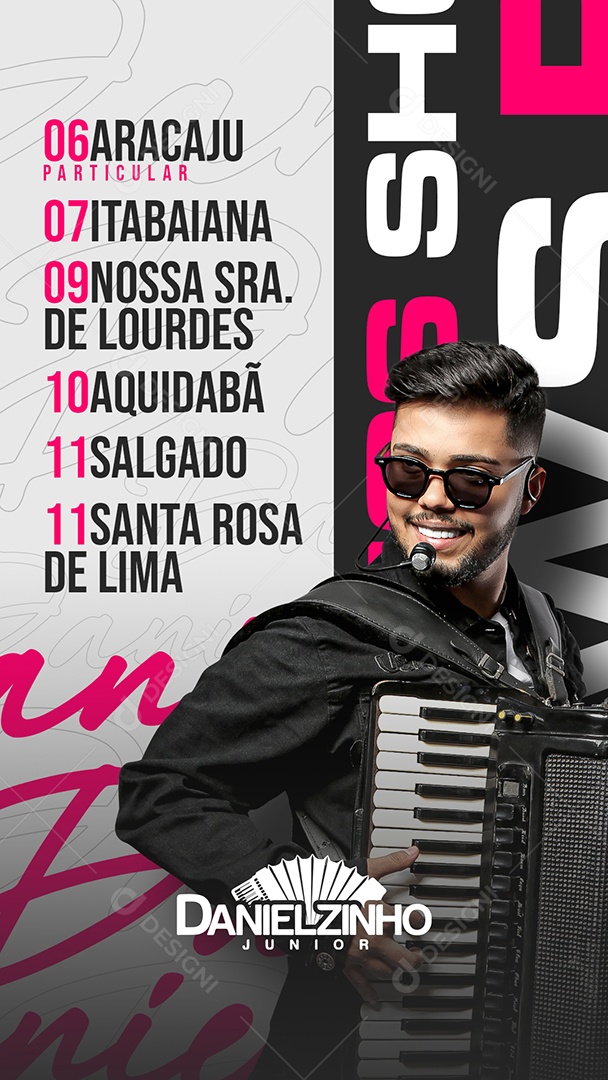 Story Próximos Shows Danielzinho Junior Flyer Social Media PSD Editável