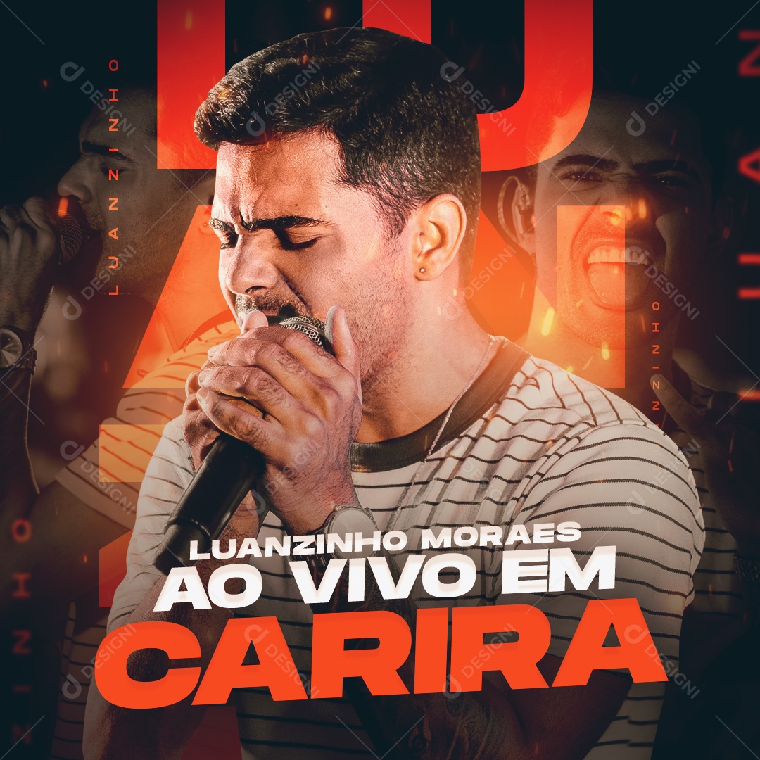 Luanzinho Moraes Ao Vivo em Carira Flyer Social Media PSD Editável