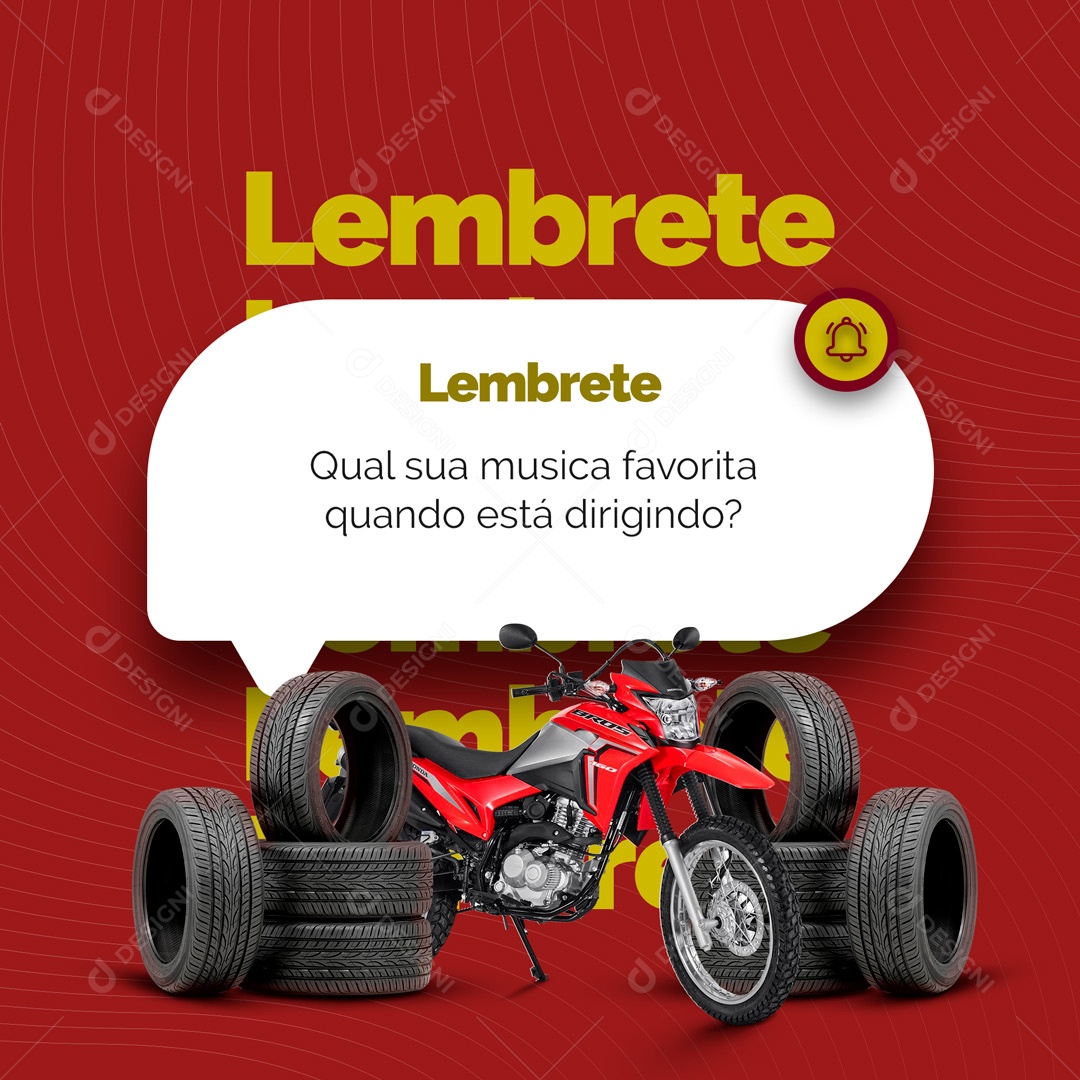Lembrete Qual sua Música Favorita Quando está Dirigindo? Oficina Mecânica Social Media PSD Editável