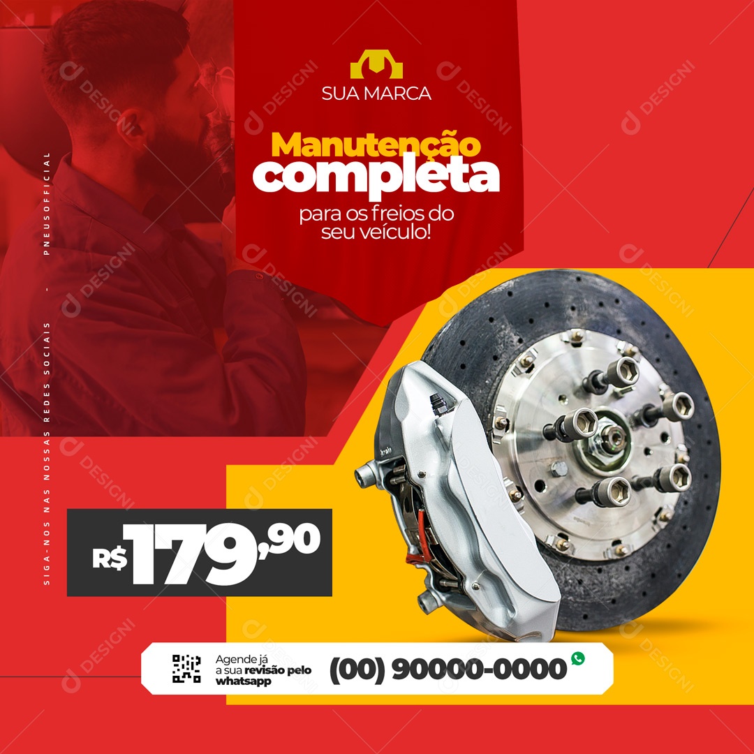 Manutenção Completa para os Freios Oficina Mecânica Social Media PSD Editável