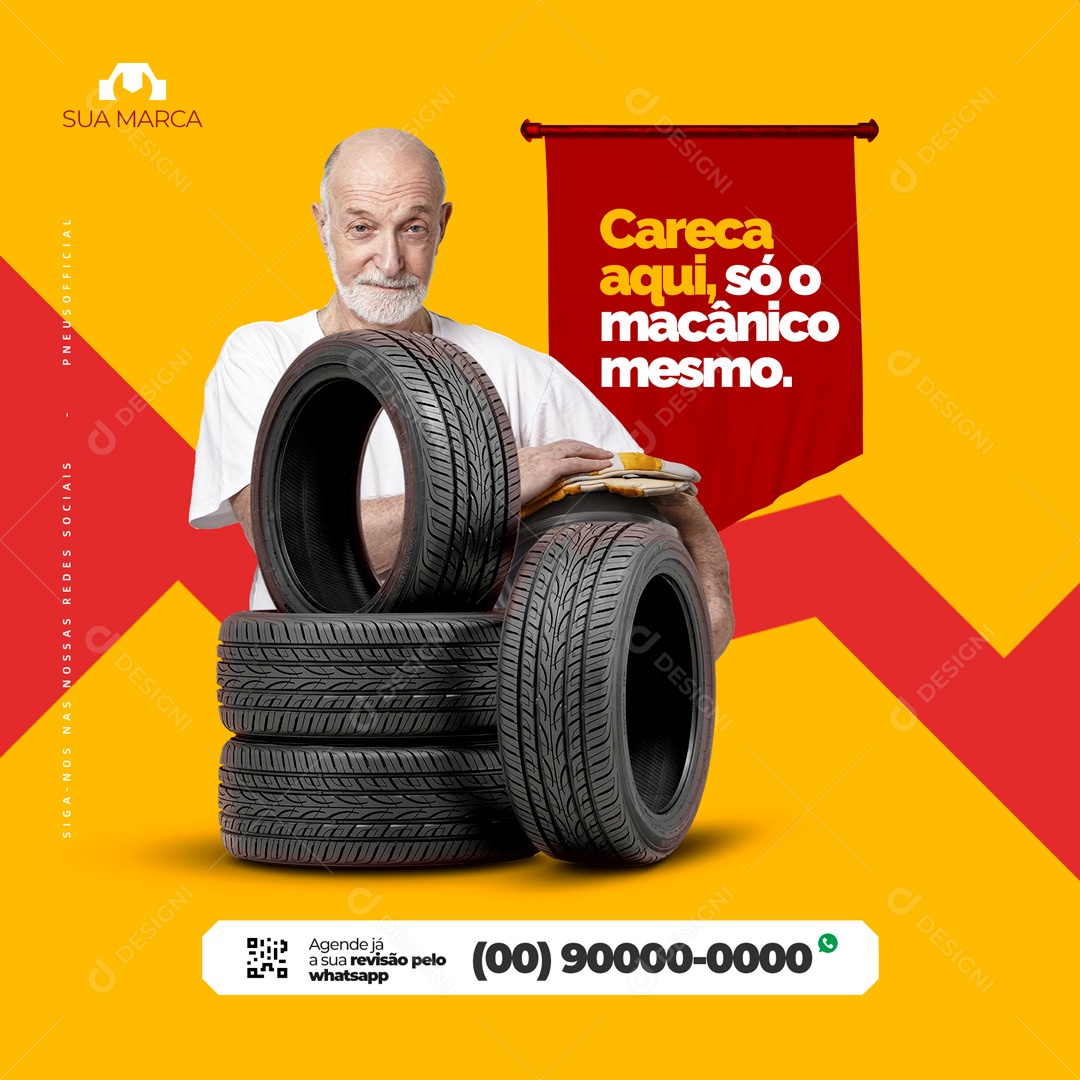 Careca aqui, só o Mecânico Mesmo Oficina Mecânica Social Media PSD Editável