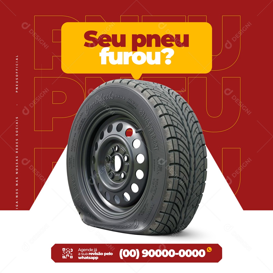 Seu Pneu Furou? Oficina Mecânica Social Media PSD Editável