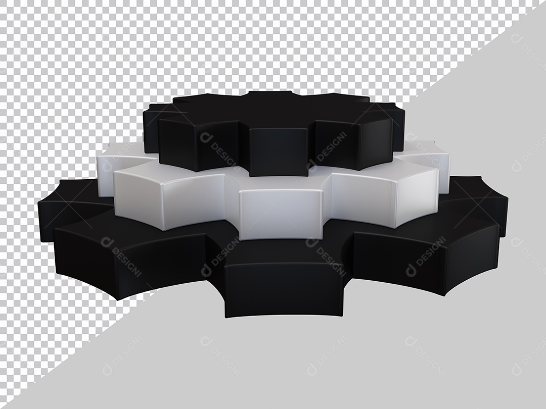 Pódio 3D Preto e prata Elemento para composição PSD