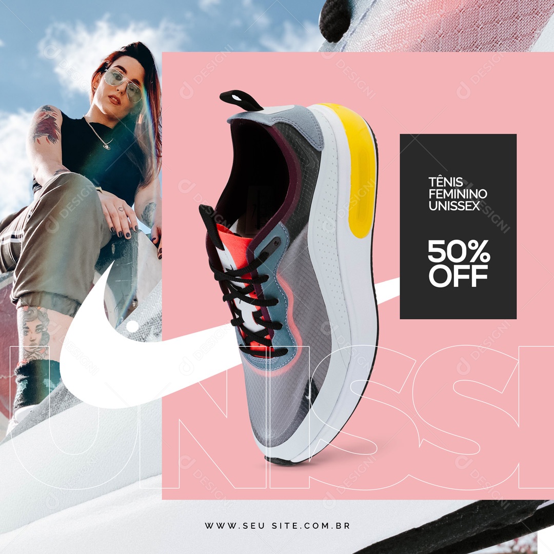 Tênis Feminino Unissex Loja de Tênis Social Media PSD Editável
