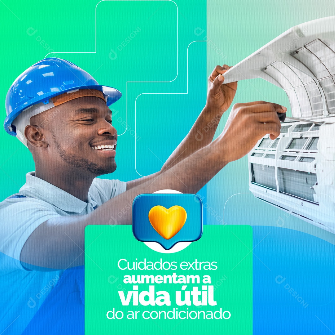 Cuidados Extras Aumentam a Vida Útil do Ar Condicionado Social Media PSD Editável