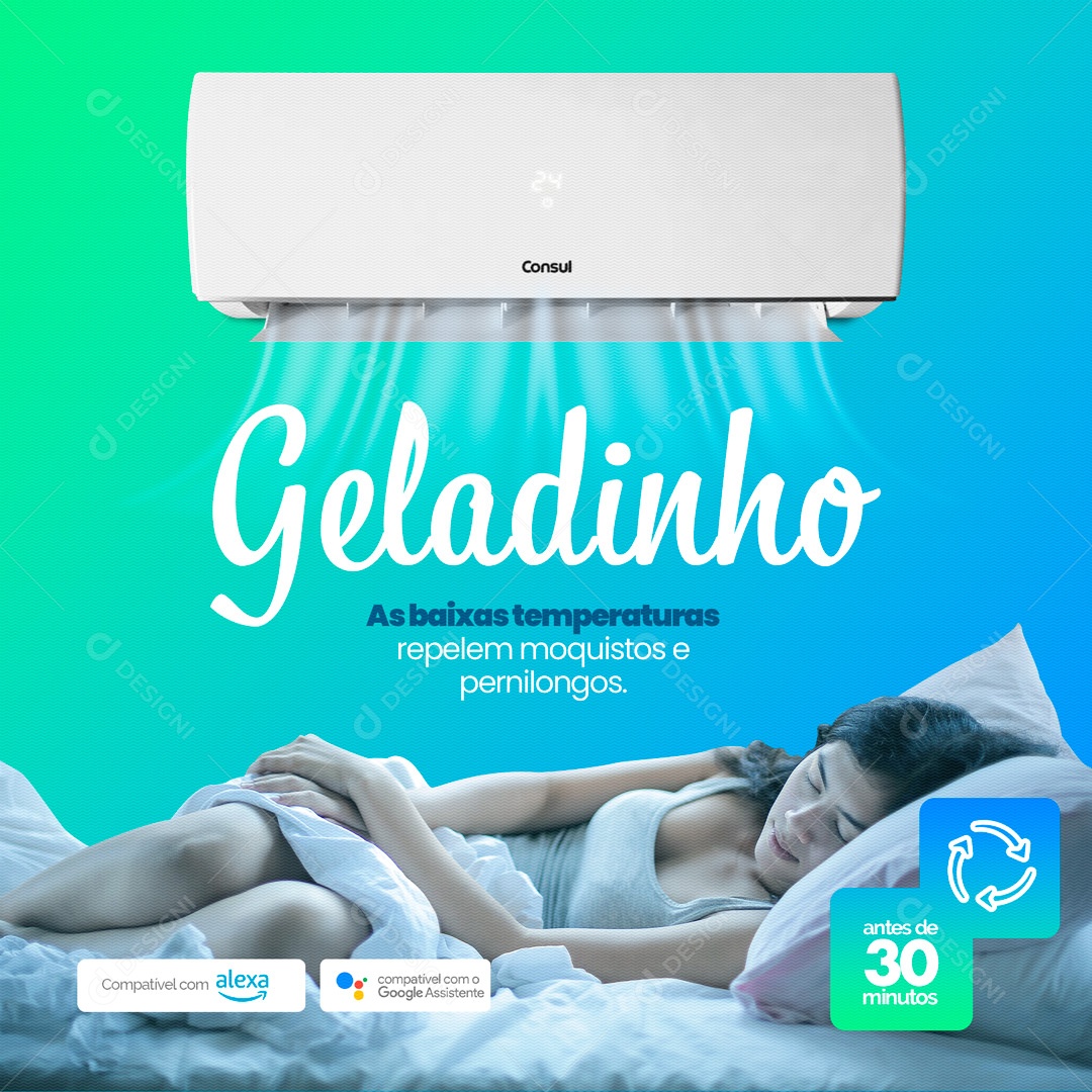 As Baixas Temperaturas Repelem Mosquitos e Pernilongo Manutenção de Ar Condicionado Social Media PSD Editável