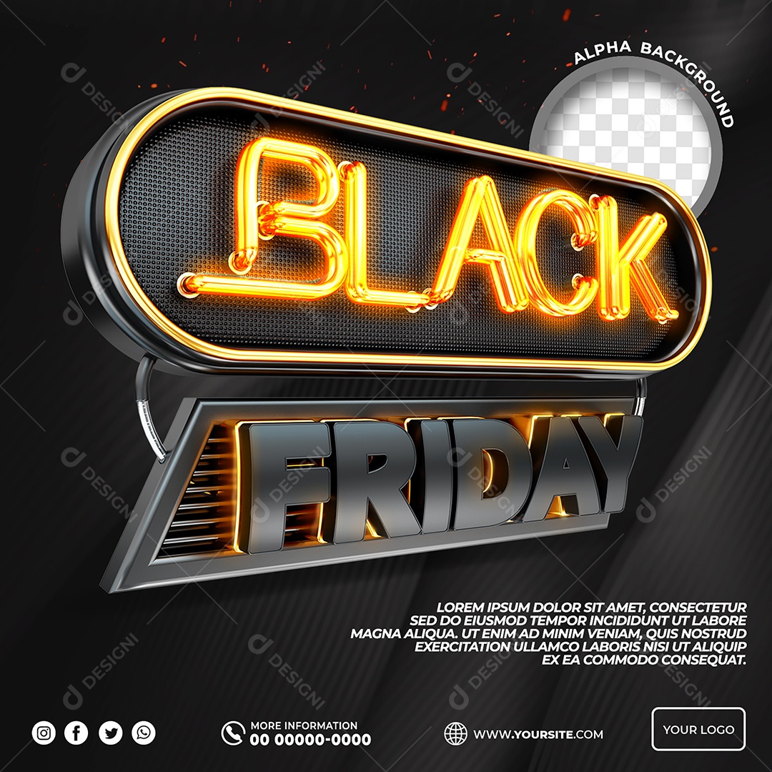 3D Black Friday Stamp For PSD Composition