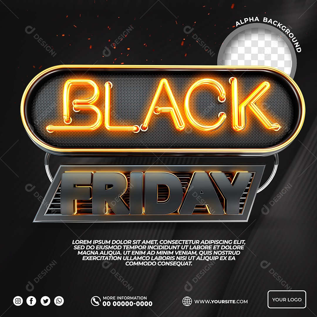 Selo 3D Black Friday Para Composição PSD