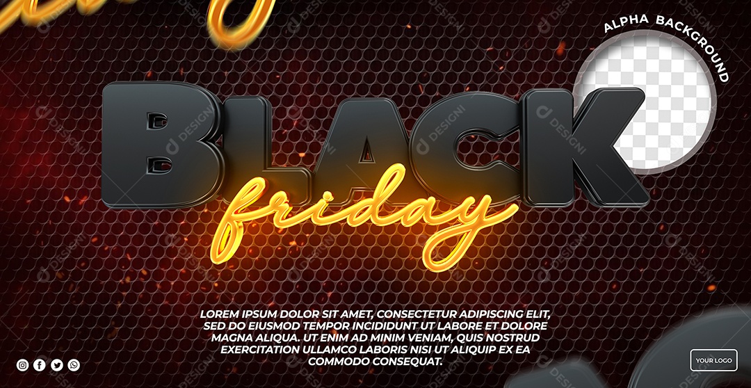 Selo 3D Black Friday Para Composição PSD