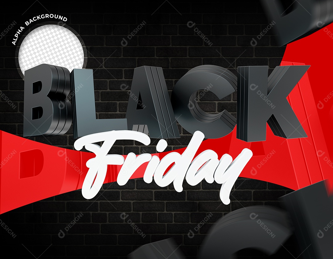 Selo 3D Black Friday Para Composição PSD