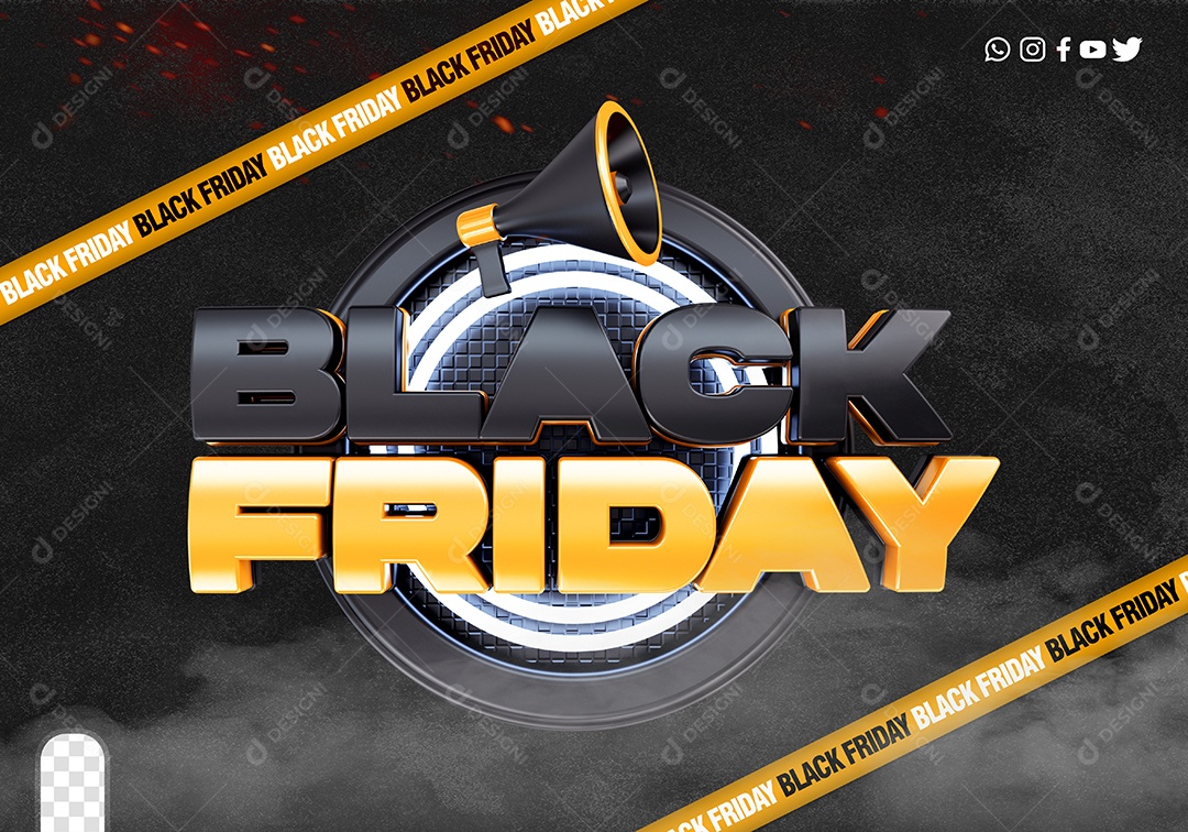 Selo 3D Black Friday Para Composição PSD