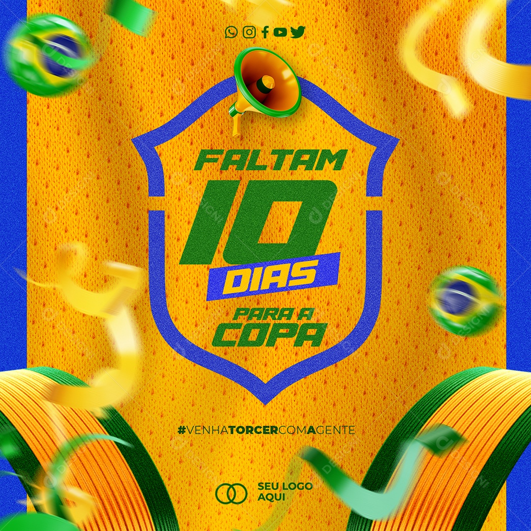 Faltam 10 Dias Para a Copa do Mundo Social Media PSD Editável