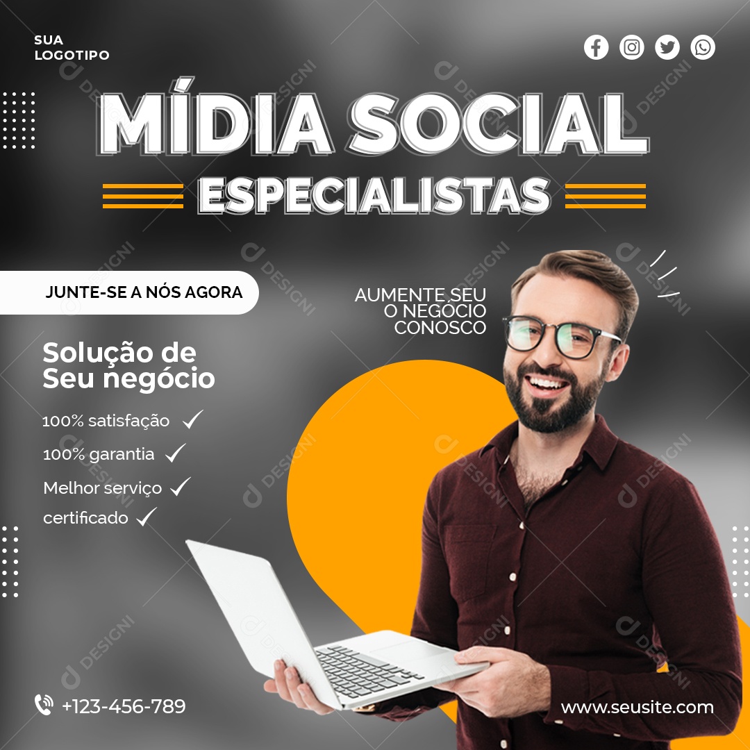 Social Media Marketing Mídia Social Especialistas PSD Editável