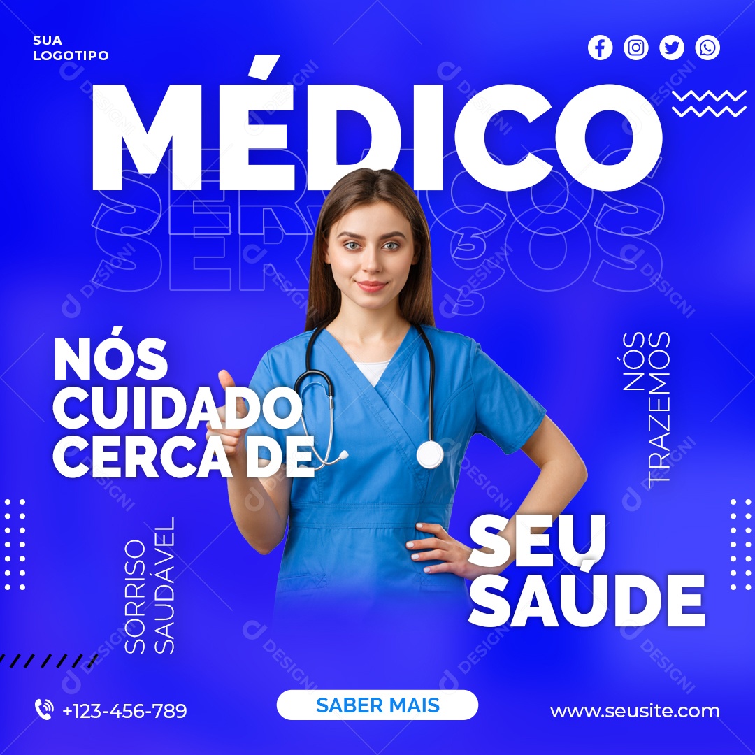 Social Media Saúde Médicos PSD Editável