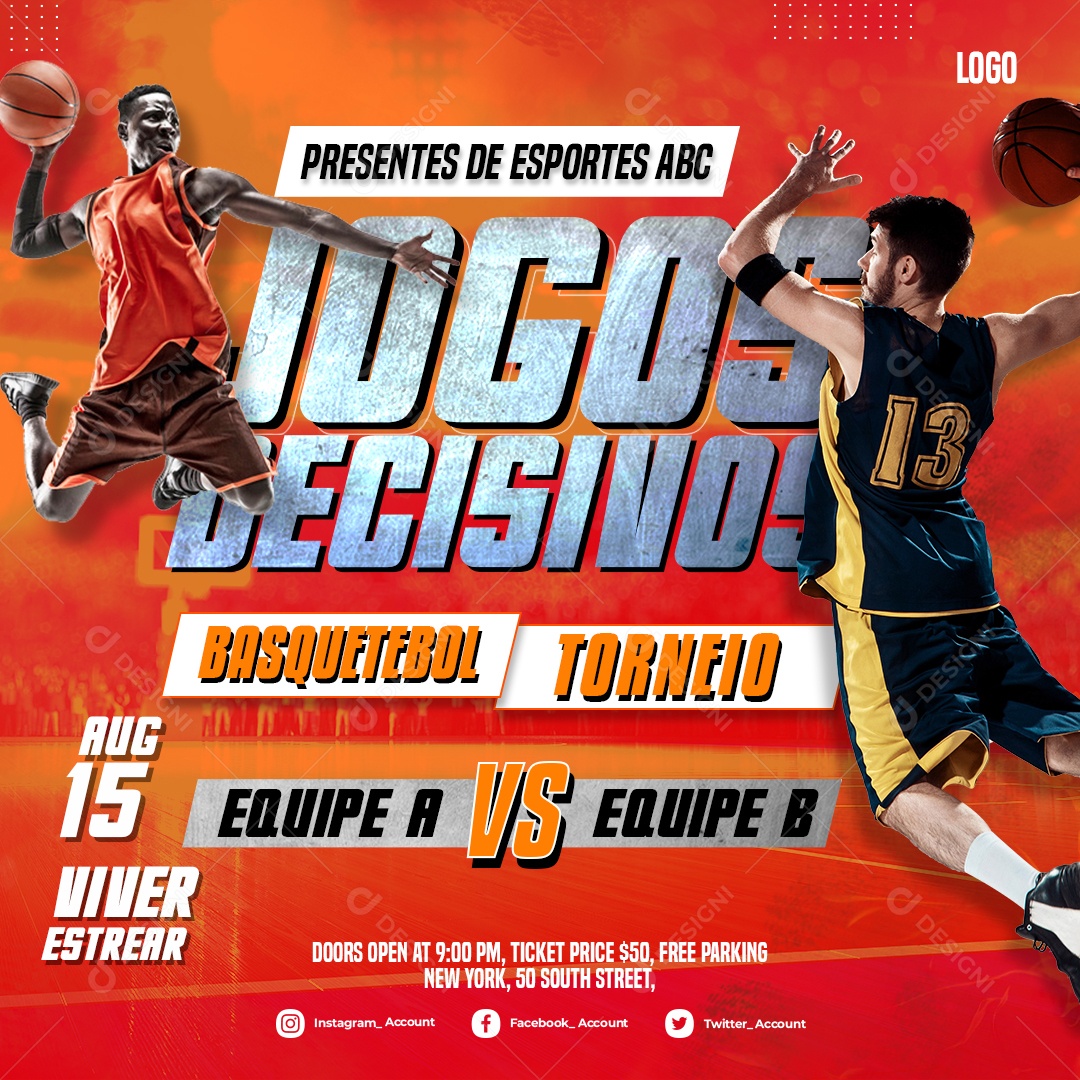 Social Media Esporte Basquetebol Presente de Esporte ABC PSD Editável