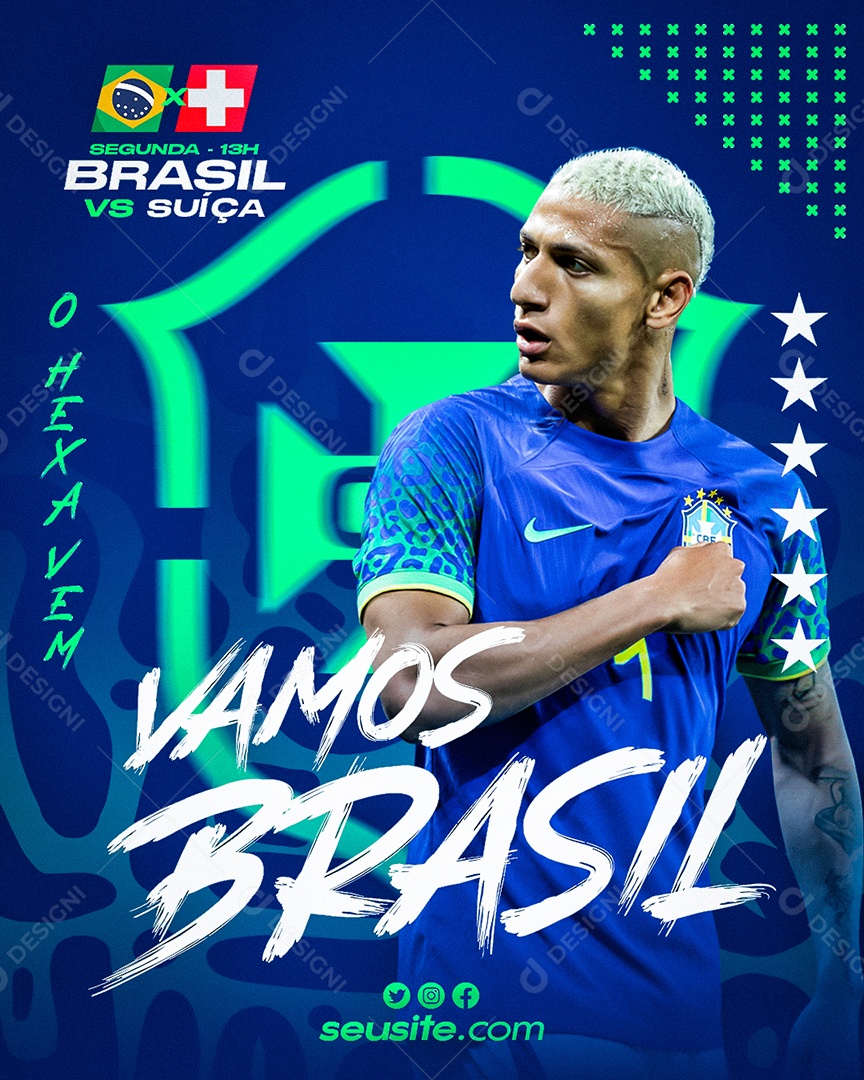 Flyer Copa do Mundo Vamos Brasil Social Media PSD Editável