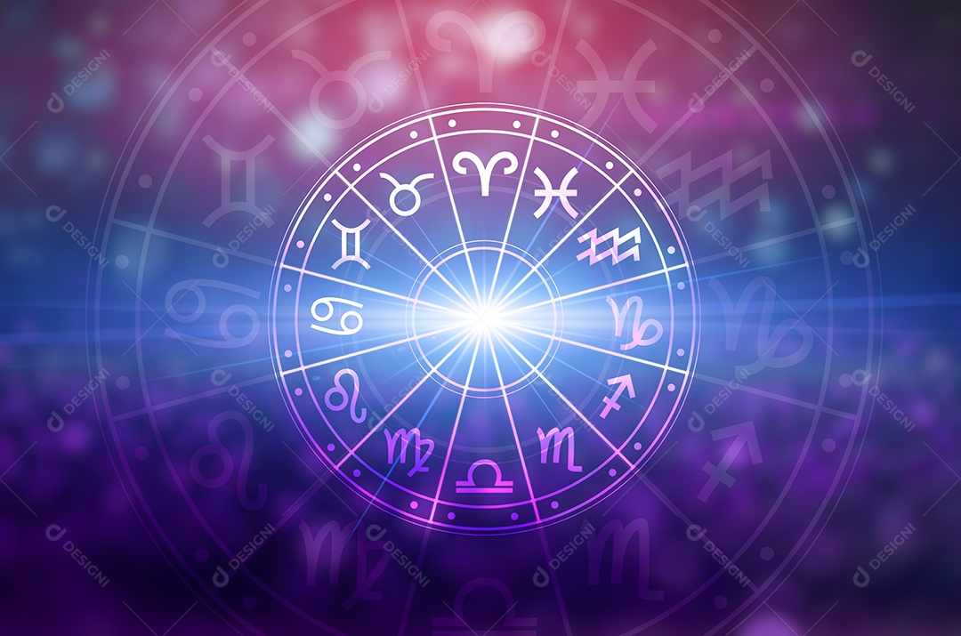 Signos do zodíaco dentro do círculo do horóscopo conceito de astrologia e horóscopo