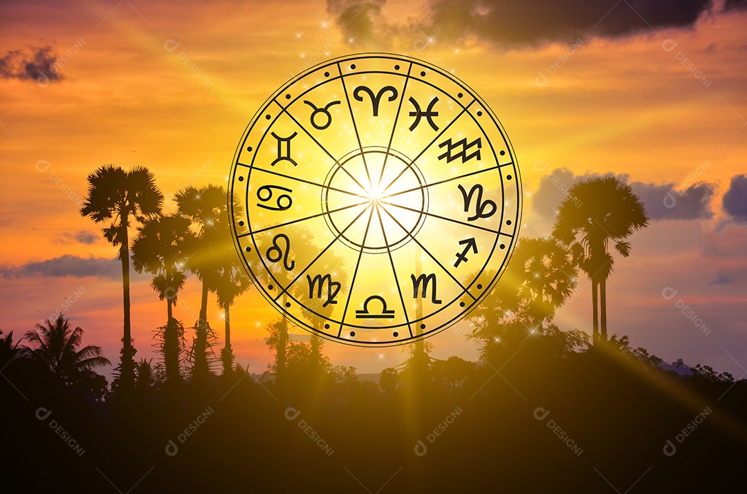 Signos do zodíaco dentro do círculo do horóscopo conceito de astrologia e horóscopo
