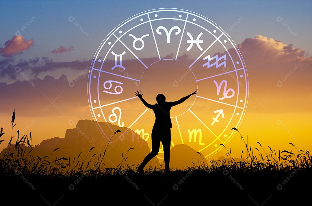 Signos do zodíaco dentro do círculo do horóscopo conceito de astrologia e horóscopo