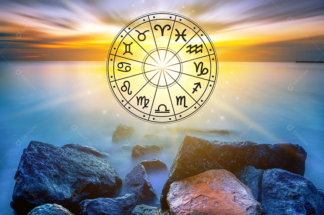 Signos do zodíaco dentro do círculo do horóscopo conceito de astrologia e horóscopo