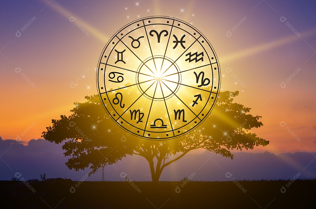 Signos do zodíaco dentro do círculo do horóscopo conceito de astrologia e horóscopo