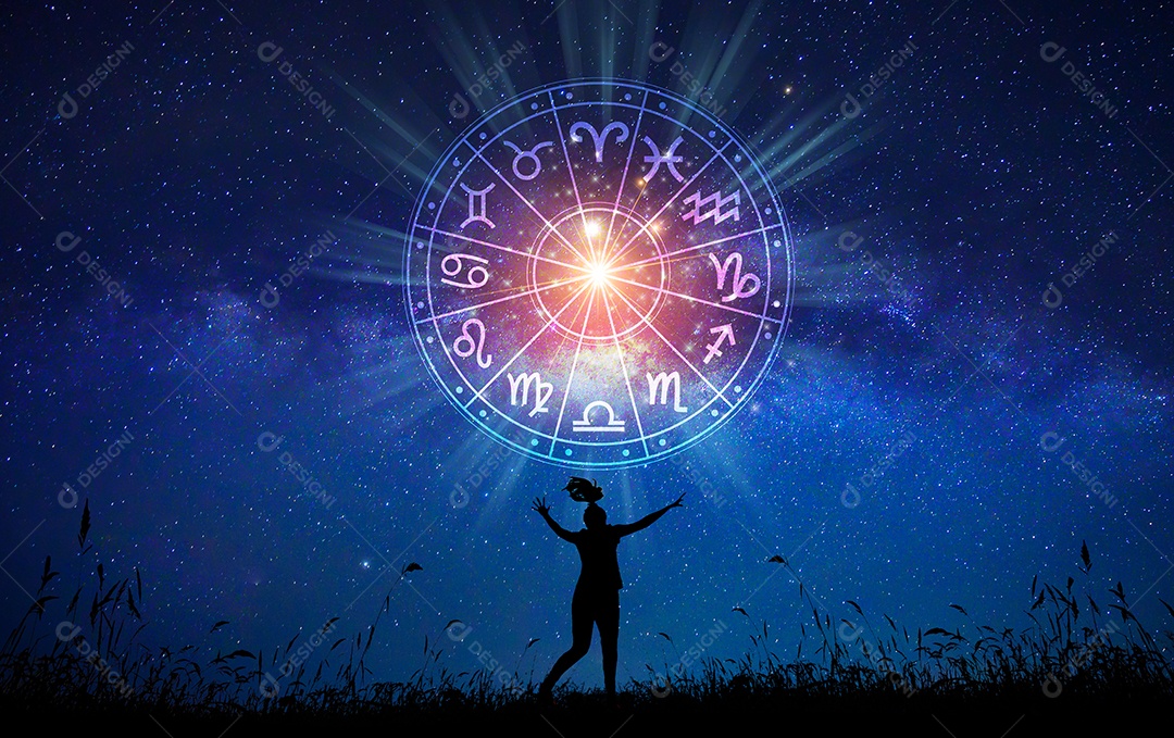 Signos do zodíaco dentro do círculo do horóscopo conceito de astrologia e horóscopo