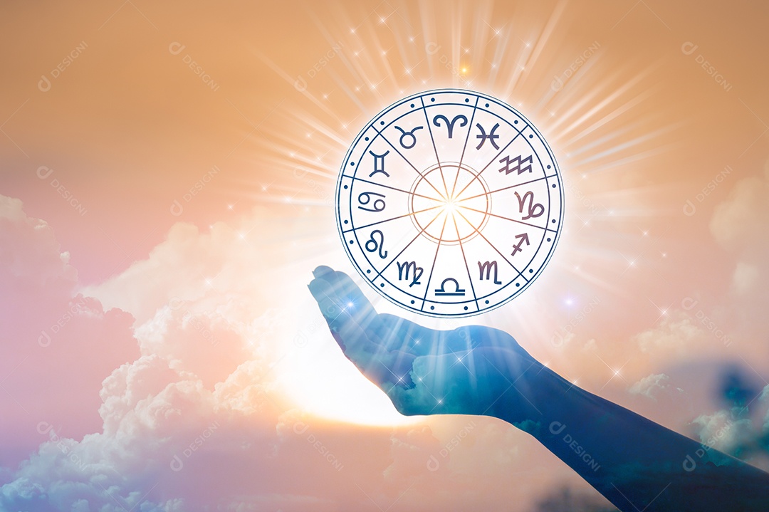 Signos do zodíaco dentro do círculo do horóscopo conceito de astrologia e horóscopo