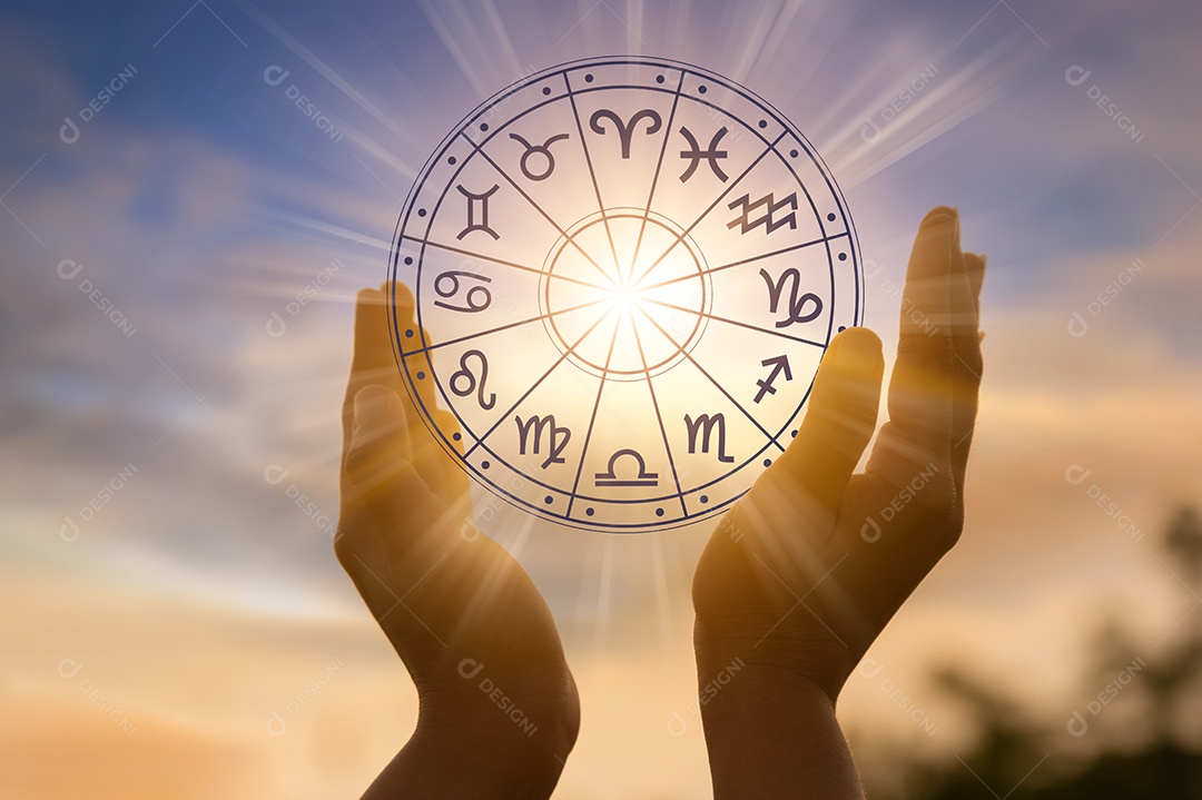 Signos do zodíaco dentro do círculo do horóscopo conceito de astrologia e horóscopo