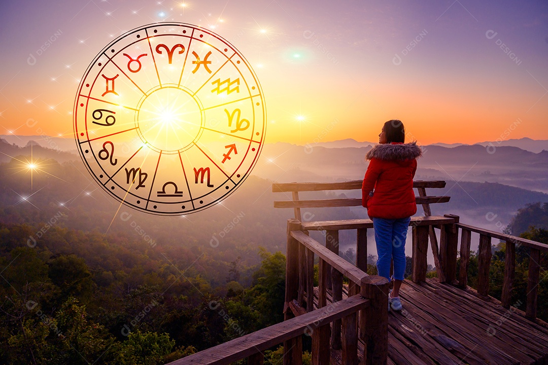 Signos do zodíaco dentro do círculo do horóscopo conceito de astrologia e horóscopo