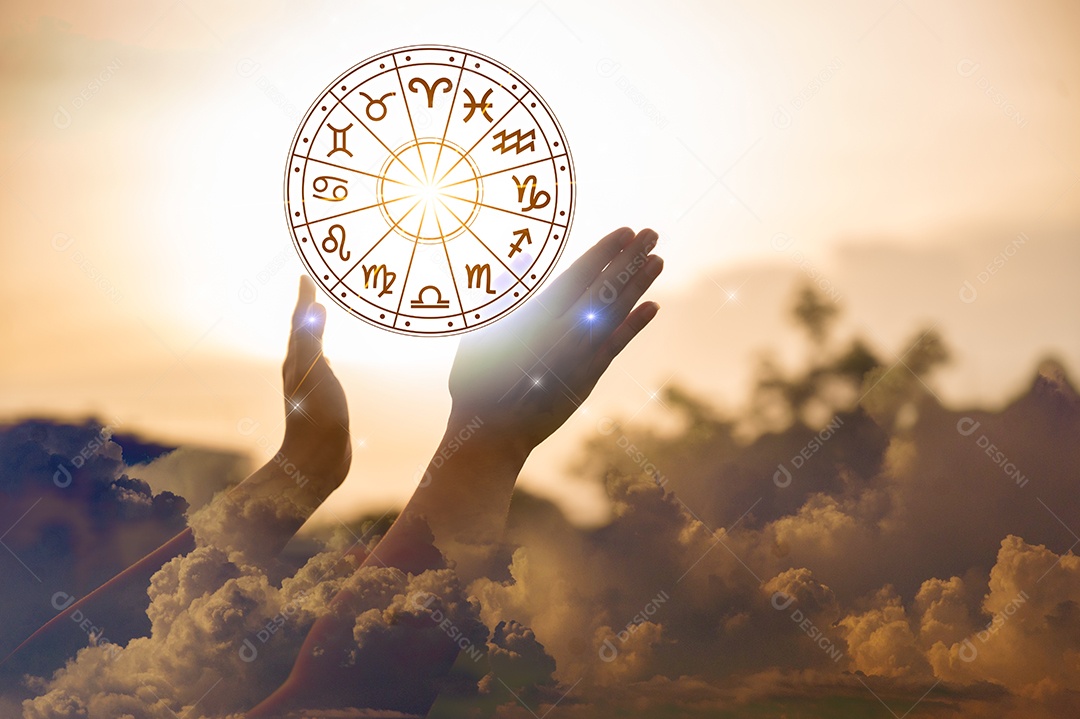 Signos do zodíaco dentro do círculo do horóscopo conceito de astrologia e horóscopo