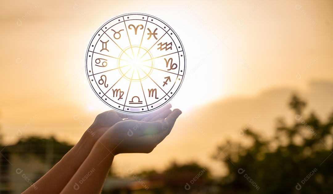 Signos do zodíaco dentro do círculo do horóscopo conceito de astrologia e horóscopo