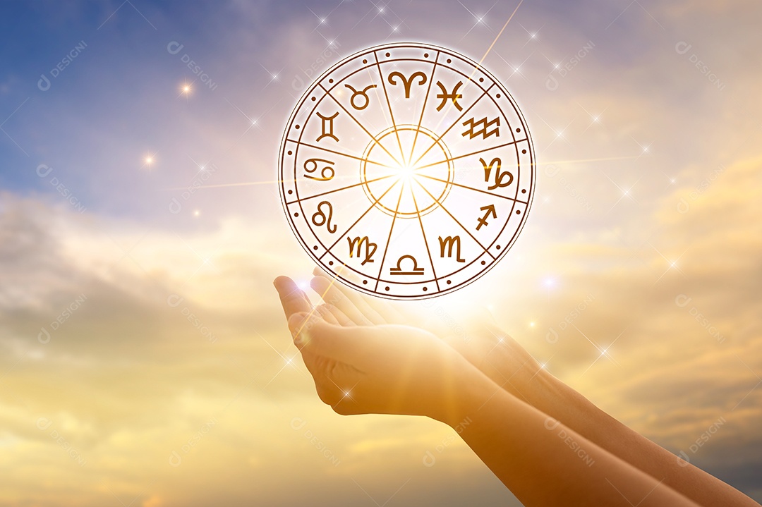 Signos do zodíaco dentro do círculo do horóscopo conceito de astrologia e horóscopo