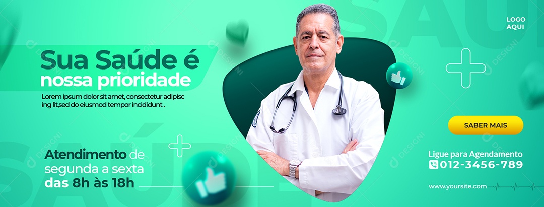 Social Media Clínica Médica Sua Saúde é Nossa Prioridade PSD Editável