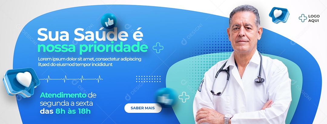 Social Media Clínica Médica Sua Saúde é Nossa Prioridade PSD Editável