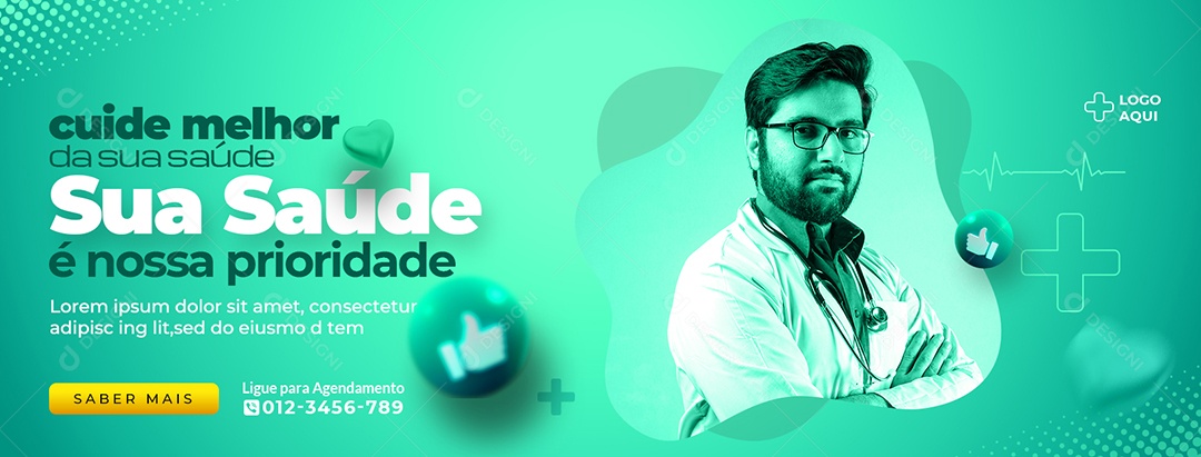 Social Media Clínica Médica Cuide Melhor da Sua Saúde PSD Editável