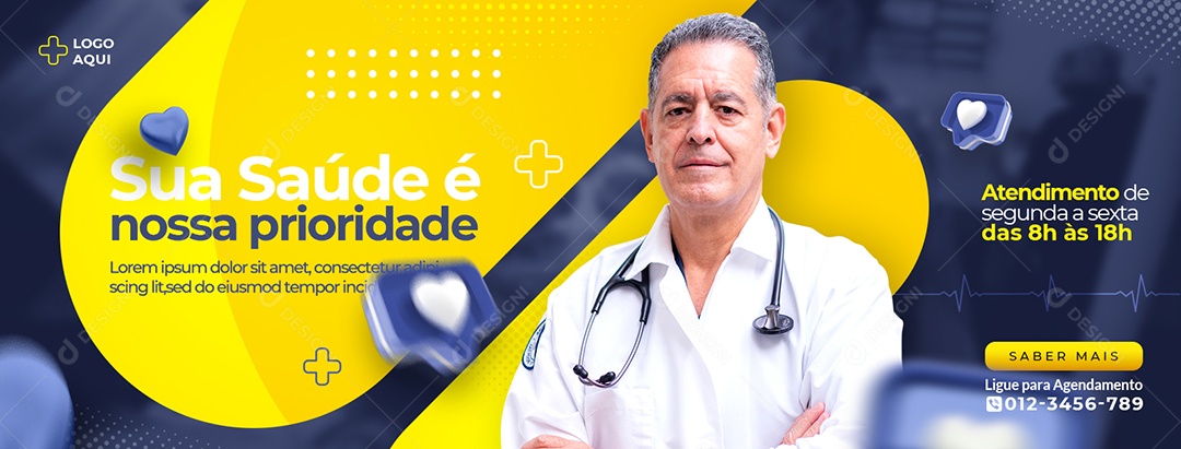 Social Media Clínica Médica Sua Saúde é Nossa Prioridade PSD Editável