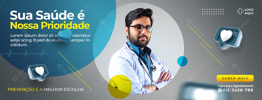 Social Media Clínica Médica Sua Saúde é Nossa Prioridade PSD Editável