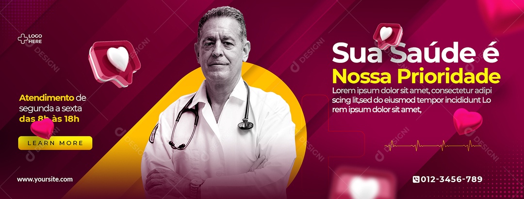 Social Media Clínica Médica Sua Saúde é Nossa Prioridade PSD Editável