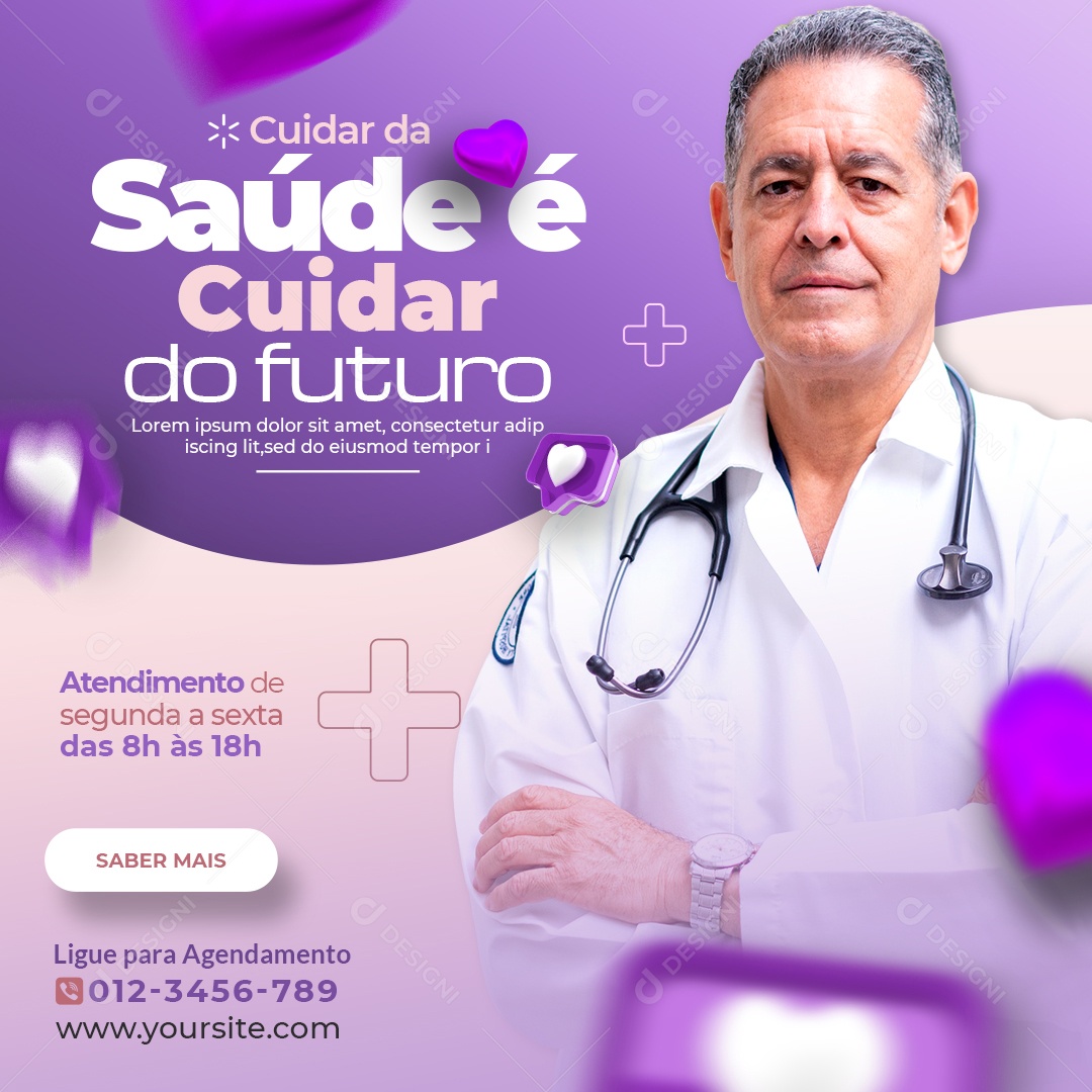 Social Media Clínica Médica Cuidar da Saúde é Cuidar do Futuro PSD Editável