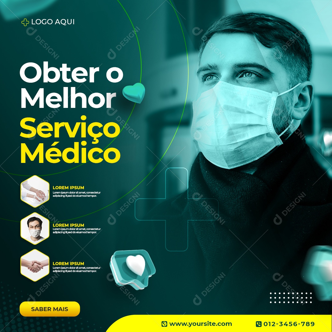 Social Media Clínica Médica Obter o Melhor Serviço Médico PSD Editável
