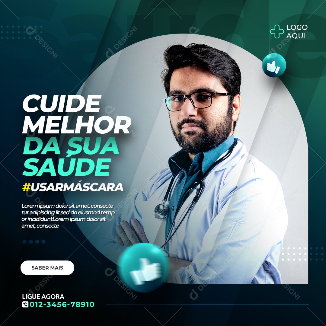 Social Media Clínica Médica Cuide Melhor da Sua Saúde PSD Editável