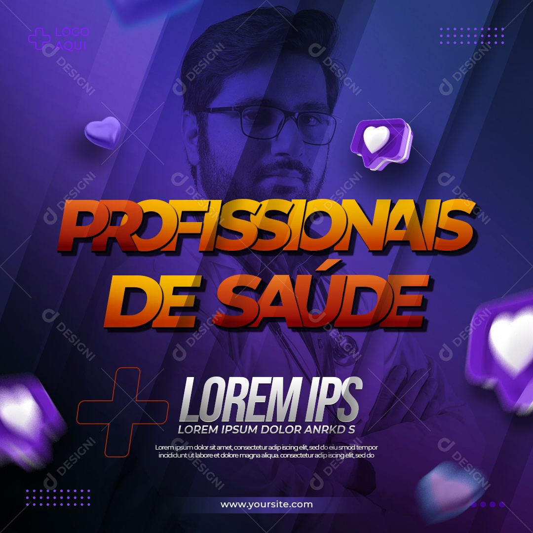 Social Media Clínica Médica Profissionais de Saúde PSD Editável