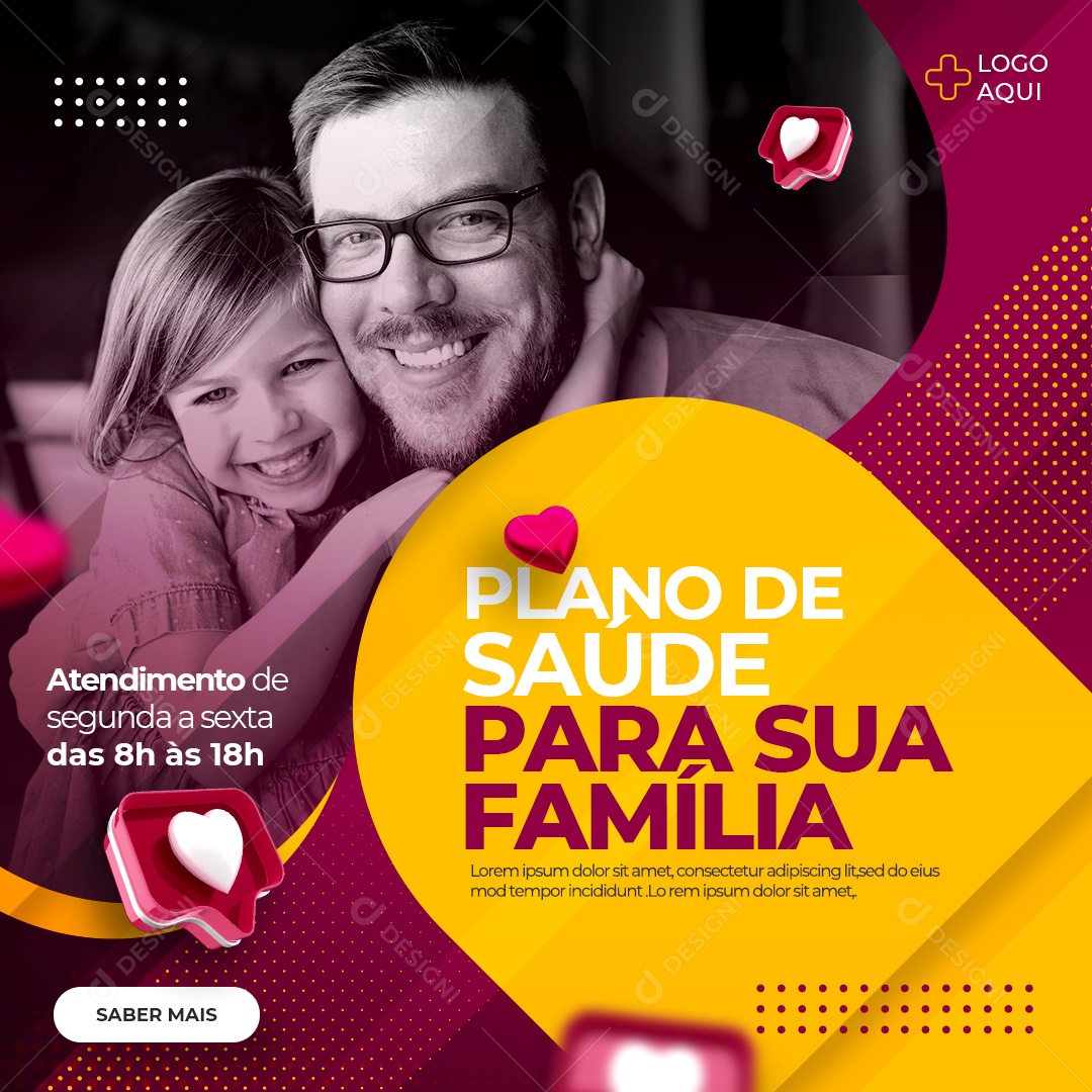 Social Media Clínica Médica Plano de Saúde Para Sua Família PSD Editável