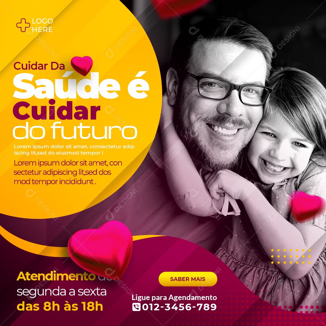 Social Media Clínica Médica Cuidar da Saúde é Cuidar do Futuro PSD Editável