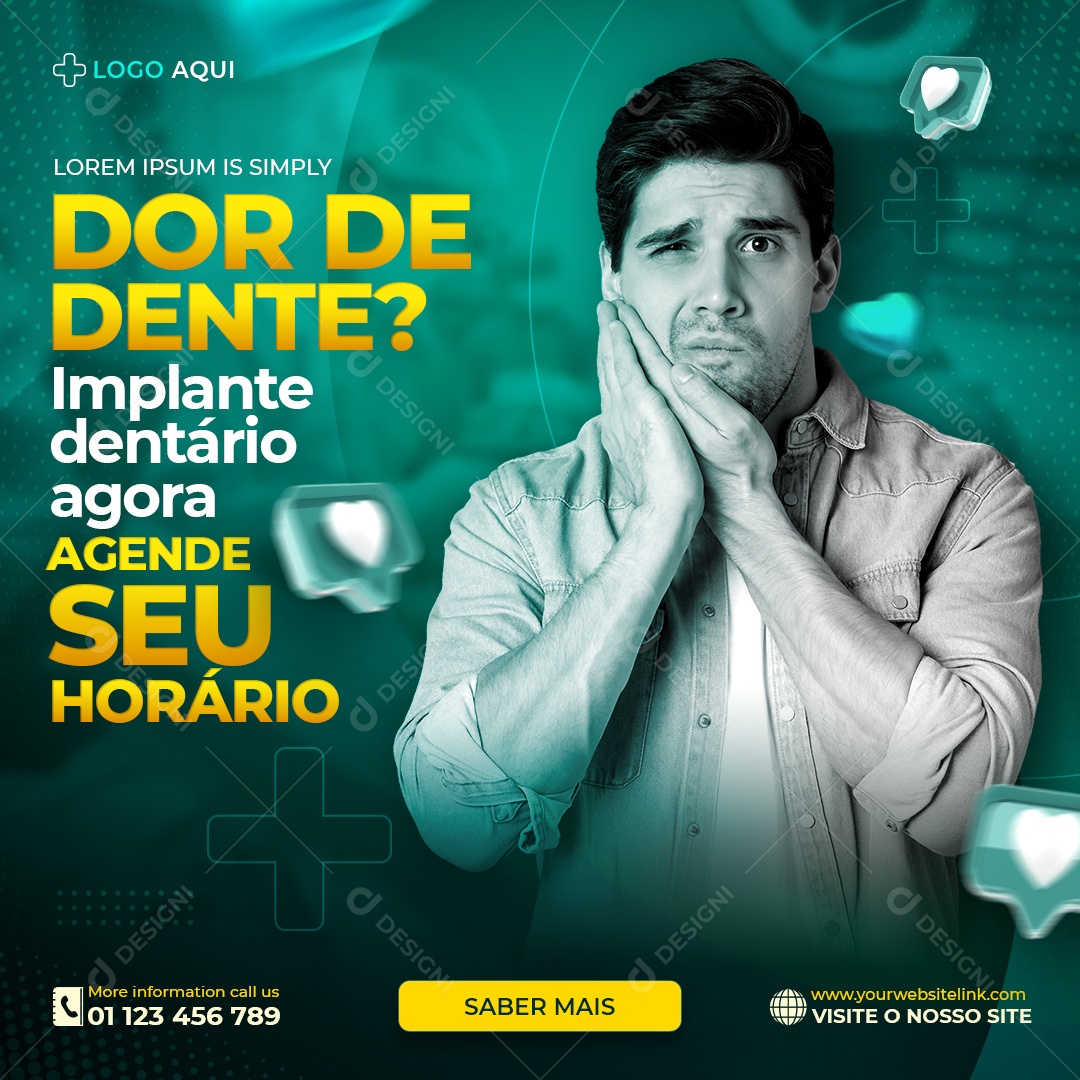 Social Media Odontologia Dor de Dente PSD Editável
