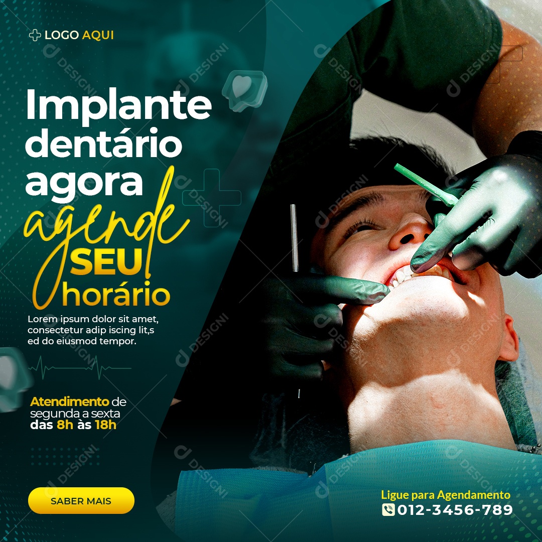 Social Media Clínica Médica Implante Dentário PSD Editável
