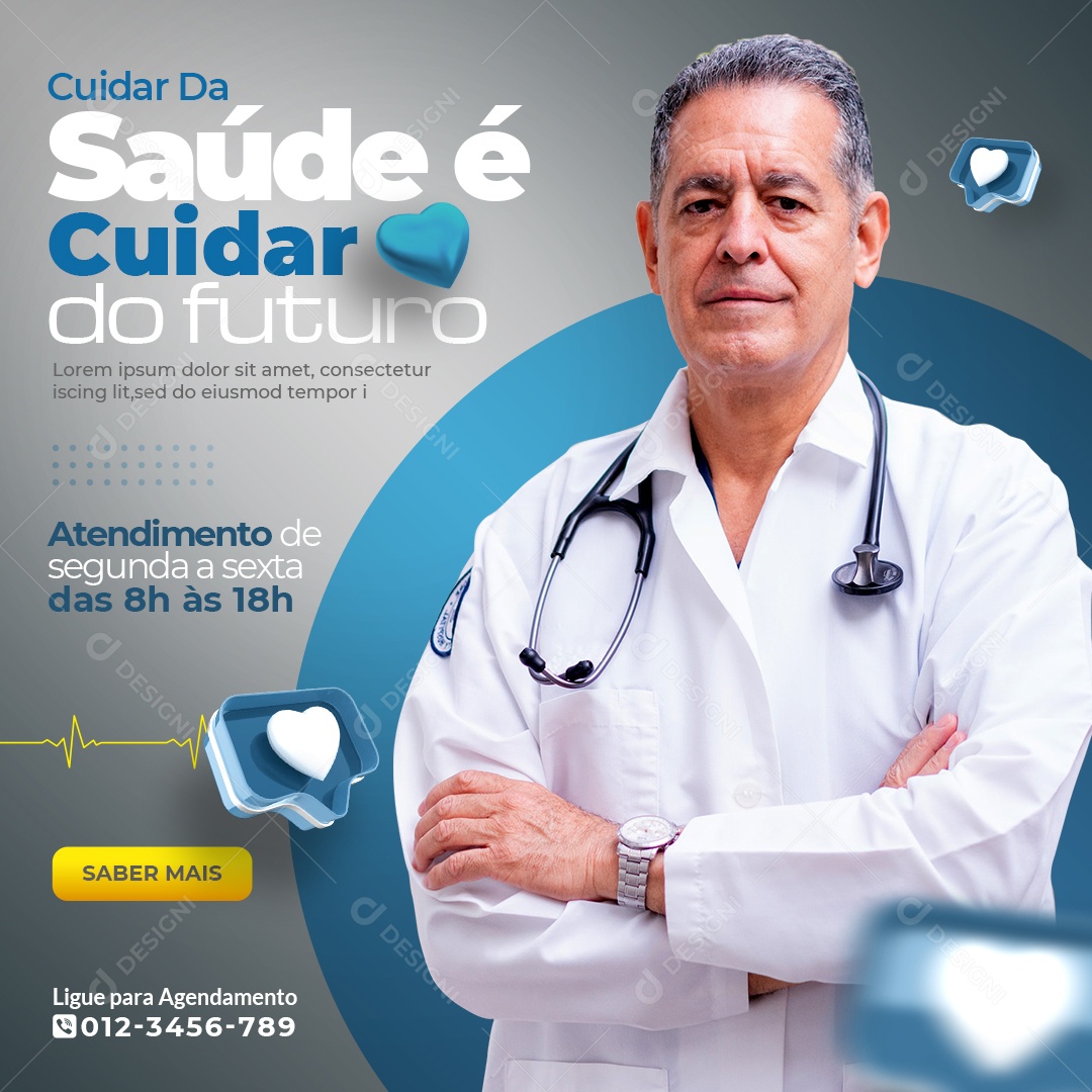 Social Media Clínica Médica Cuidar da Saúde PSD Editável