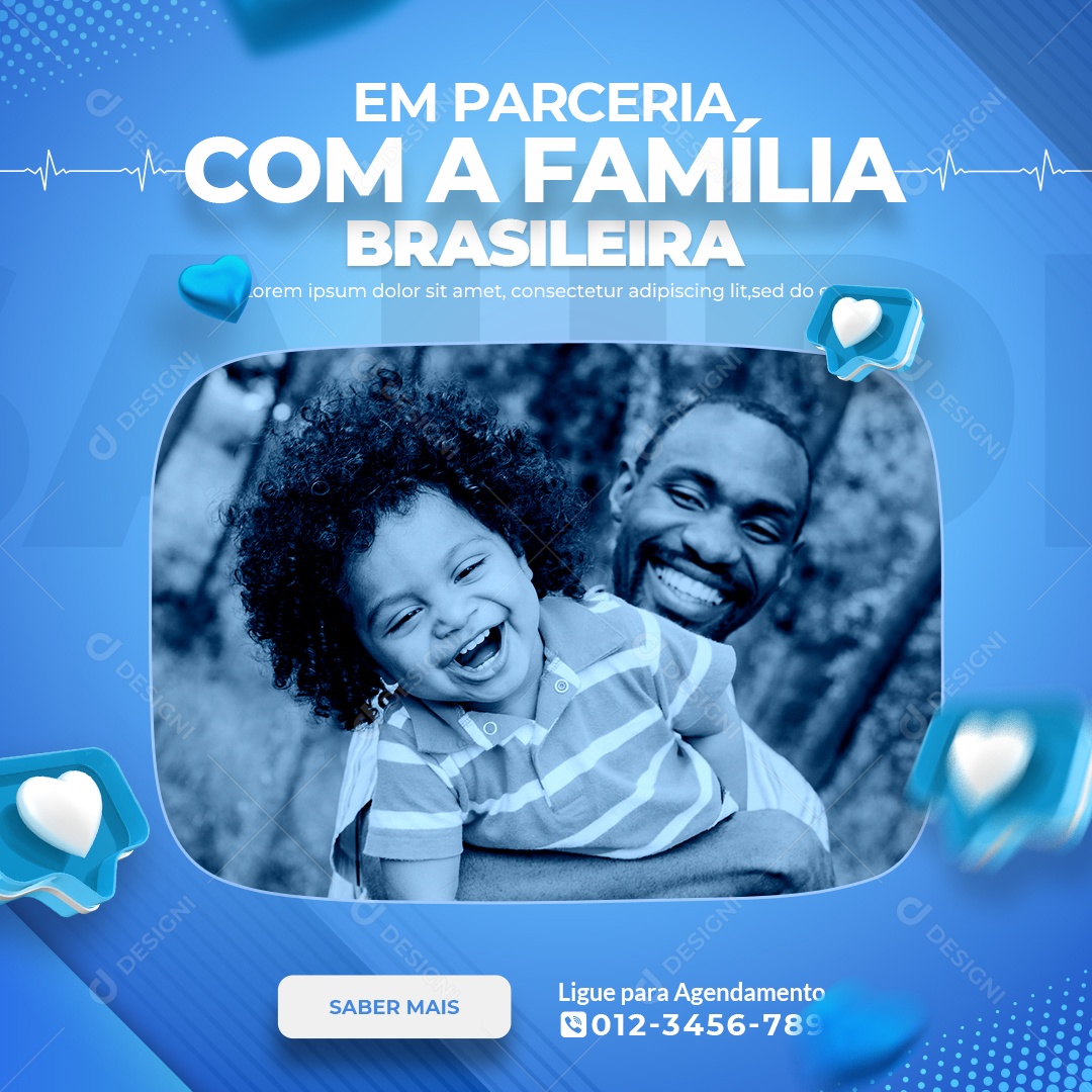 Social Media Clínica Médica Em Parceria Com A Família Brasileira PSD Editável